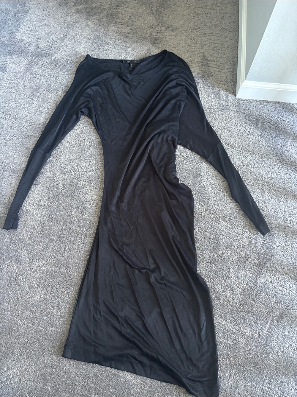 BCBGMaxazria Asymmetric Long Sleeve Black Women's Dress